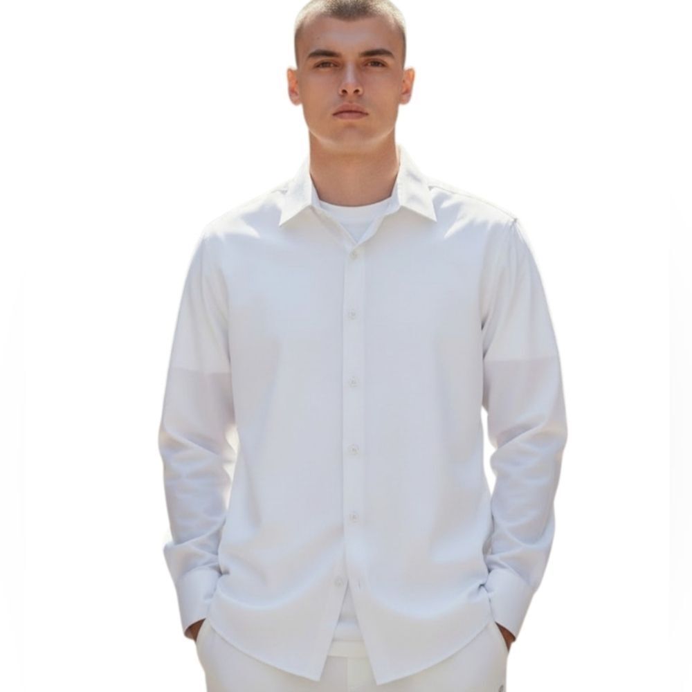 Bergamo Newyork Men's White Classic Button-Up Shirt Sz.L NWT